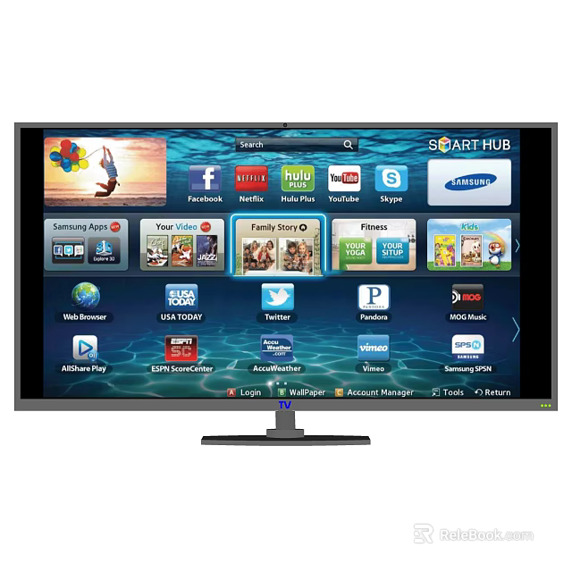 Smart Television Screen Displaying Various Streaming Apps And Smart Hub Features 3d model 