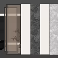 Modern Living Room Background Wall With Marble Panels And Black Striped Partition