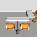 Modern Conference Table And Chair Set Featuring White Surface And Orange Seats