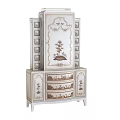 Elegant Vintage Decorative Cabinet With Hand Painted Tree Design And Drawers