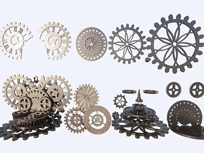 Intricate Metal Gears Display With Various Sizes Shapes And Decorative Details 3d model