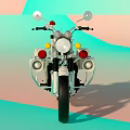 Police Motorcycle With Red Siren Light White Body Side Storage Box And Brown Seat