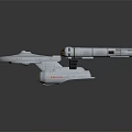 Detailed Spaceship Model With Disc Shaped Hull And Twin Orange Thrusters