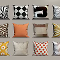 Decorative Throw Pillows Featuring Geometric Stripe Polka Dot And Solid Patterns In Different Colors 3d model