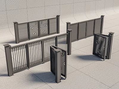 Modern Metal Folding Gates With Grille Design For Outdoor Security And Durability 3d model