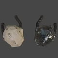 Two Beige And Silver Skull Hats With Mesh Face Mask And Side Tube Design