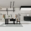 Modern Clothing Store Interior With Display Racks Mannequins Black Table And Decorative Plants