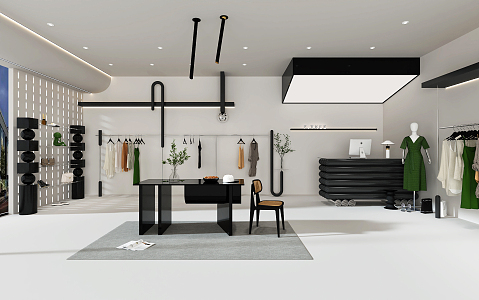 Modern Clothing Store Black and White Clothing Store 3d model