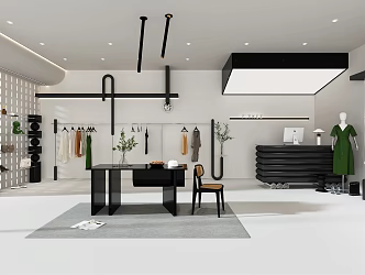 Modern Clothing Store Black and White Clothing Store 3d model