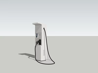 Electric Vehicle Charging Station With Digital Display And Charging Cable 3d model