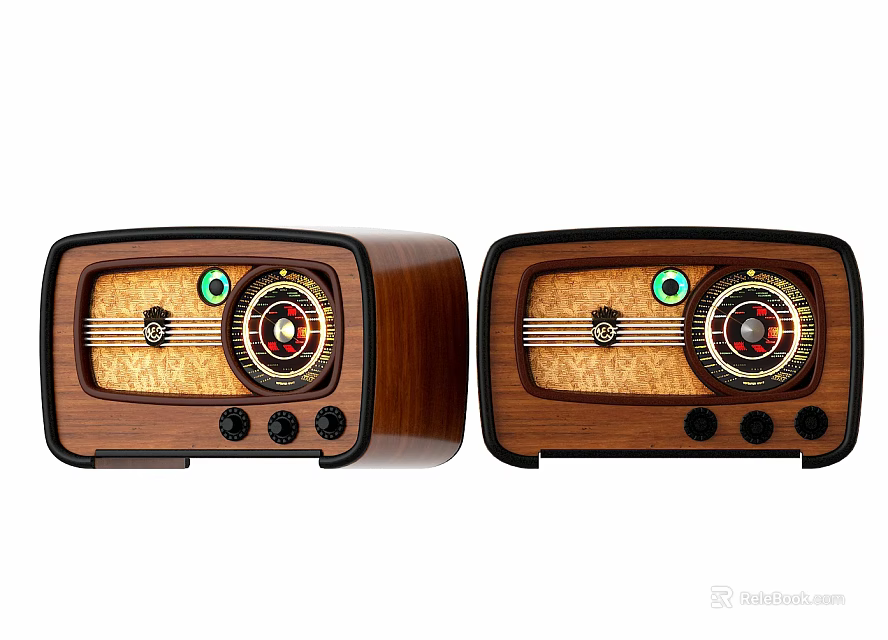Vintage Wooden Radio With Classic Knobs And Retro Indicator Lights 3d model 