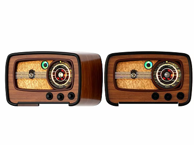 Vintage Wooden Radio With Classic Knobs And Retro Indicator Lights 3d model