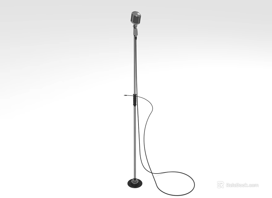 Professional Studio Recording Wired Microphone with Adjustable Stand and Cable 3d model 