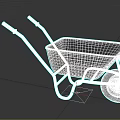 Gray Wheelbarrow With Black Metal Frame Red Handles And Single Rubber Wheel
