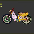 Vintage Yellow And White Motorcycle With Retro Design Classic Seat And Shiny Wheels