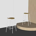 Modern Bar Stools With Wooden Seat And Metal Legs In Interior With Round Counter