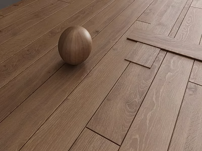 Natural Hardwood Flooring With Wooden Sphere Decoration 3d model