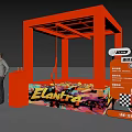 Orange Interactive Zone With Elantra Graffiti Art And Beijing Hyundai Interactive Setup 3d model