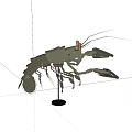 Decorative Ornament Set Metal Shrimp Shaped Sculpture With Green Apples And Metal Base