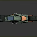 Green Motorcycle with Orange Accents and Large Wheels 3D Model Design