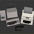 Vintage Computers Retro Desktop Systems With CRT Monitors Keyboards On Reflective Surface And Classic Screens