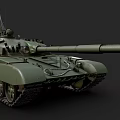 Green Military Tank With Long Cannon Barrel Turret Tracks And Antenna