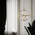 Elegant Brass Spherical Frame Chandelier With Decorative Bulbs For Modern Interior Design