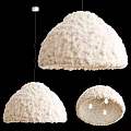 Three Fluffy Dome Shaped Ivory Chandeliers With Plush Knitted Texture And Modern Design