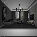 Modern Floor Lamp In Stylish Living Room With White Sofa Gray Carpet And Green Plants