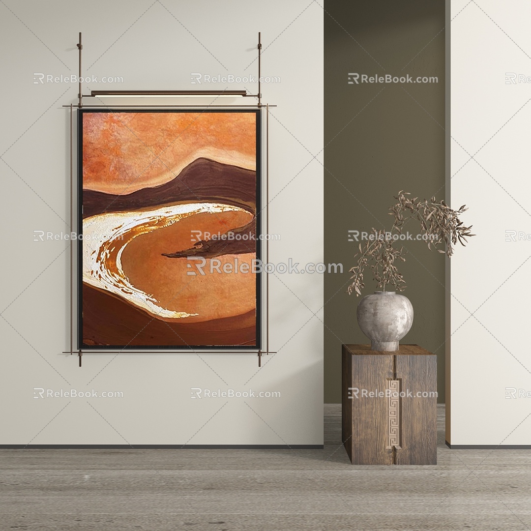 Modern Abstract Decorative Painting Landscape Oil Painting 3d model