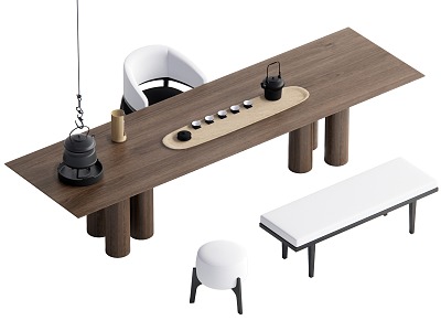 Modern Tea Table and Chair Combination model