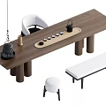 Modern Tea Table and Chair Combination 3d model