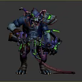 Game Fantasy Rat Monster Character With Purple Blue Skin Glowing Green Elements Sharp Teeth Long Tail