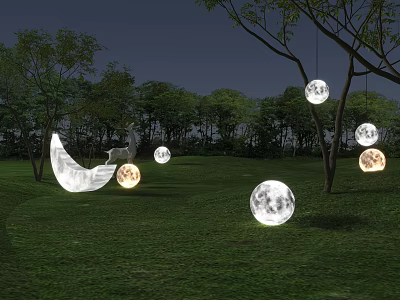 Moon Shaped Outdoor Lights Decorative Hanging For Garden Lawn Night Trees 3d model