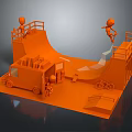 Orange Skate Park Scene With Ramp Figures Food Truck And Bicycle