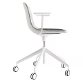 Modern Gray Fabric Office Chair With Armrests Metal Base And Swivel Wheels