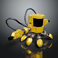 Yellow Industrial Robotic Equipment With Multi Legged Structure And Mechanical Arms