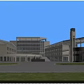 Modern Multi Story Office Building With Glass Curtain Walls Plaza Pedestrians And Parked Car