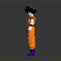 Anime Character Costume With Orange Outfit Purple Pants Blue Belt And Black Hair