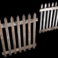 Wooden Fences with Pointed Tops Worn Paint Finish Displayed Side by Side Vintage Rustic Style
