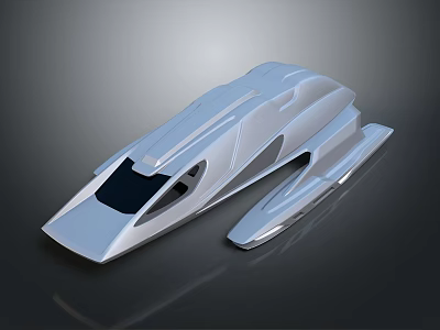 Sleek Modern Silver Aerodynamic Concept Car Body Design Elements With Black Window 3d model