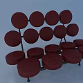 Red Round Single Sofa With Multiple Fabric Seat Cushions And Modern Metal Legs