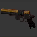 Futuristic Yellow And Black Tactical Pistol With Ergonomic Grip Design