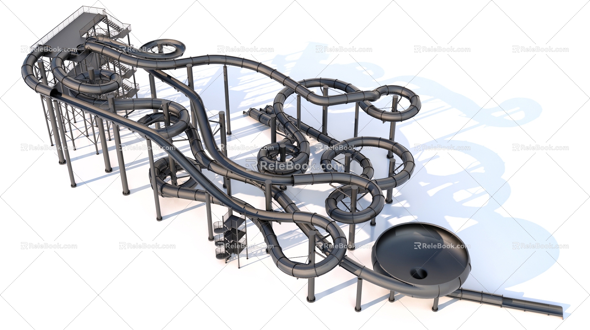 Amusement park Ferris wheel rafting 3d model