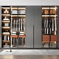 Modern Wardrobe Interior With Glass Doors Shelves Hanging Space And Built In Lighting