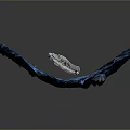 Futuristic Spaceship Taking Off Over Blue Rocky Terrain With White Engine Exhaust