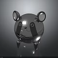Silver Metallic Mouse Character Featuring Shiny Surface And Stylized 3D Design
