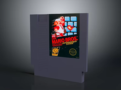 Colorful Food Themed Wario Bros Game Cartridge With Retro Design Elements 3d model