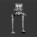 Futuristic Sci Fi Robot Character With Long Legs And Square Metallic Body