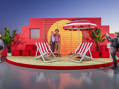 Modern net red sunset block interactive clock-in wall interactive clock-in beauty Chen 3d model